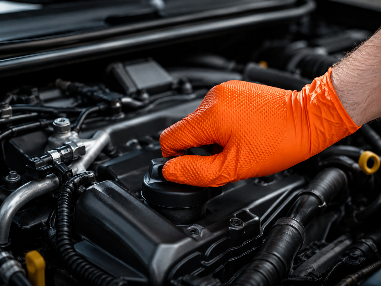 Aurelia Ignite Orange Powder-Free Nitrile Gloves open hand product image thumbnail