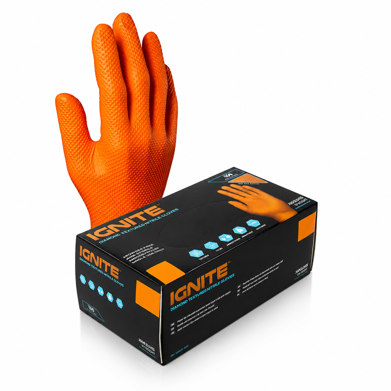 Aurelia Ignite Orange Powder-Free Nitrile Gloves grip detail product image thumbnail