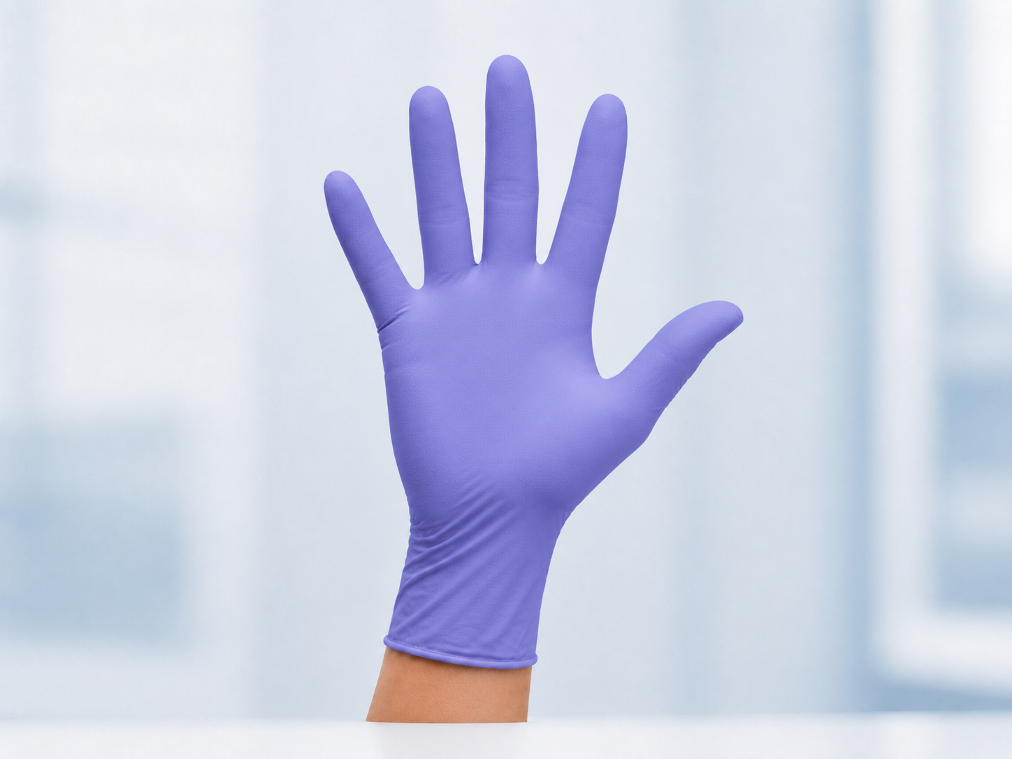 Blurple Powder-Free Nitrile Gloves open hand view thumbnail