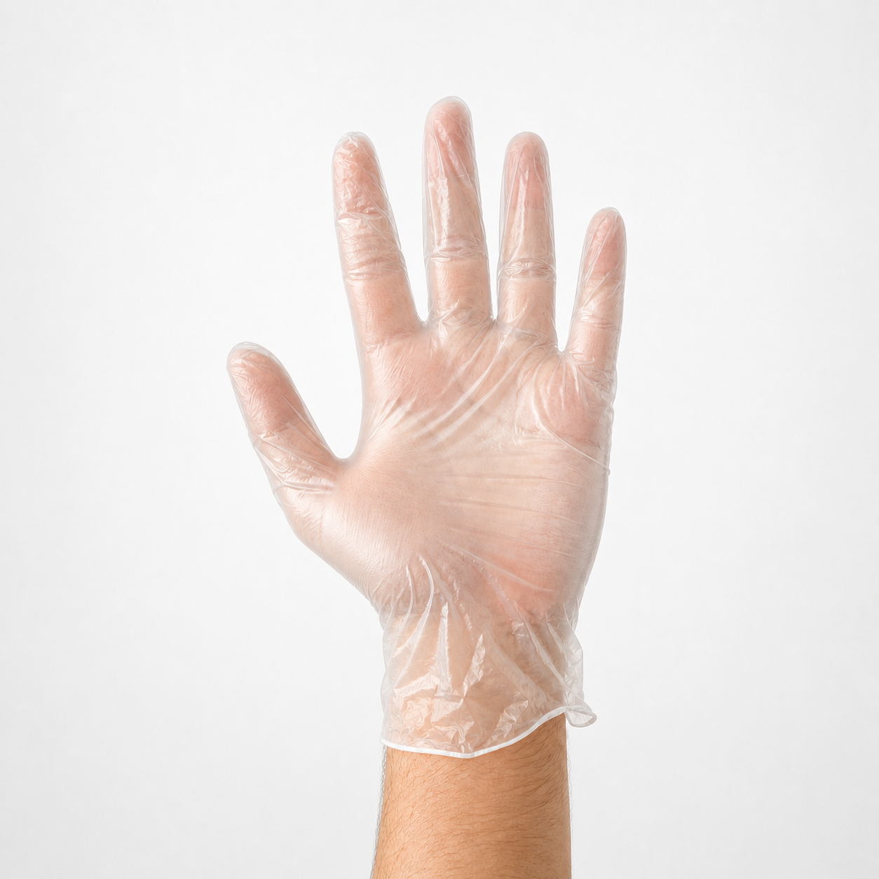 Economy Powder-Free Clear Vinyl Gloves open hand view thumbnail